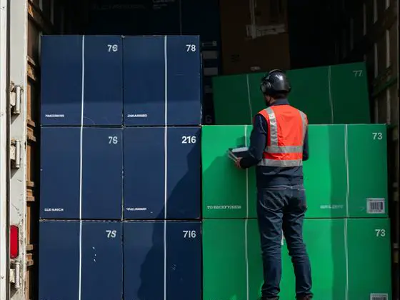 Operario cargando cajas en un camión